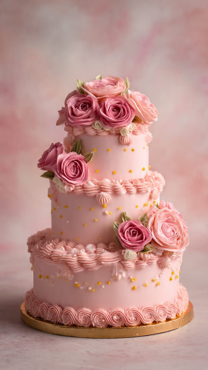 Elegant Pink Butterfly Pearl Cake (V2)